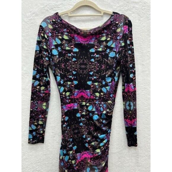 Mara Hoffman Womens Faux Wrap Dress Geometric Print Ruched Side Black Size XS - Picture 3 of 11